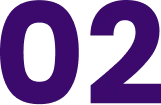 Purple number 02 on black background